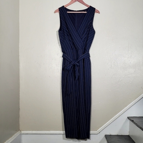 NWT | Lauren Ralph Lauren Pinstripe Jumpsuit | size 14 - Picture 2 of 7